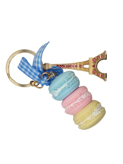 Charming-Eiffel-Tower-Keyring-with-Macaron-Blue-Rose-Yellow-Bowknot-Roneljake