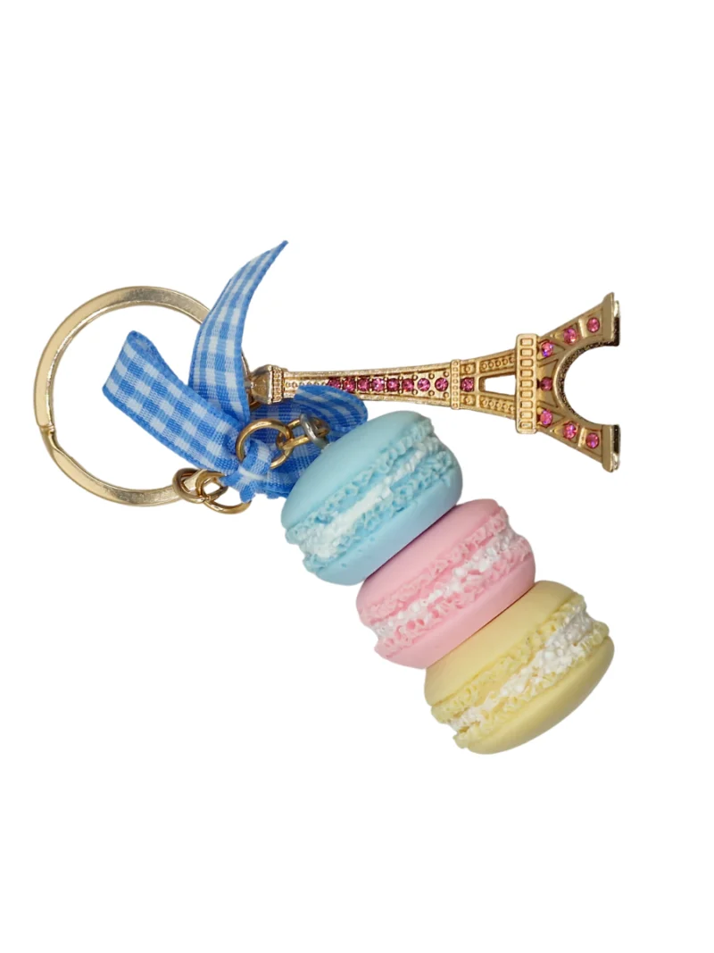 Charming-Eiffel-Tower-Keyring-with-Macaron-Blue-Rose-Yellow-Bowknot-Roneljake