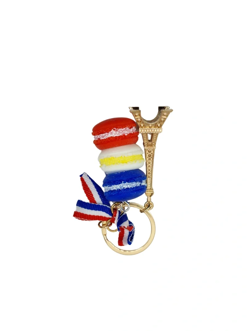 Eiffel-Tower-Keychain-with-Macaron-Blue-White-Red-Bowknot-Roneljake