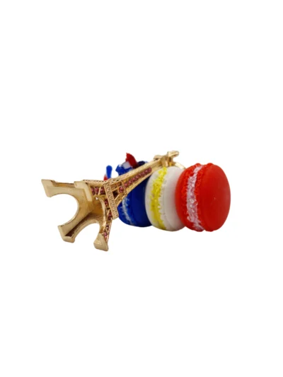 Eiffel-Tower-Keyring-with-Macaron-Blue-White-Red-Bowknot-Roneljake