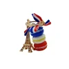 Eiffel Tower macaron keyring with French flag bow and colourful macarons