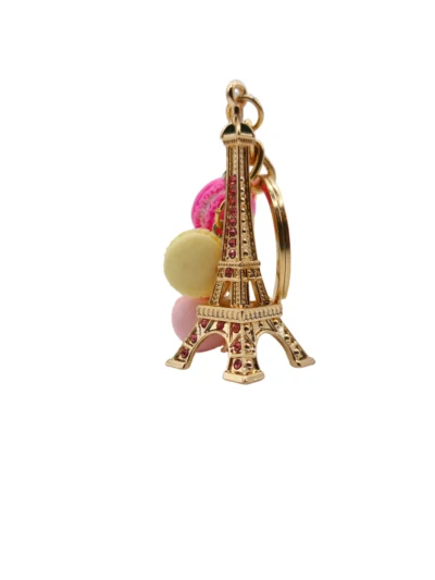 Eiffel-Tower-with-Mini-Macaron-Pink-Yellow-Rose-Keyring-Roneljake