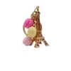 Gold-Eiffel-Tower-with-Mini-Macaron-Pink-Yellow-Rose-Keychain-Roneljake