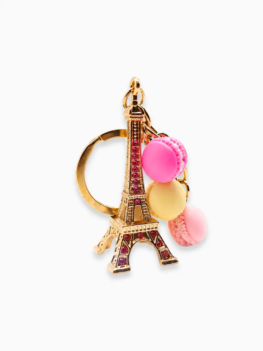 Gold-Eiffel-Tower-with-Mini-Macarons-Keychain_Roneljake