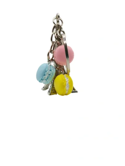 Silver-Eiffel-Tower-with-Mini-Macaron-Rose-Blue-Yellow-Keychain-Roneljake