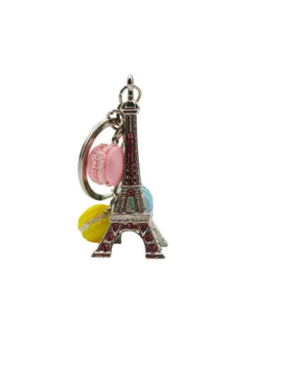 Silver-Eiffel-Tower-with-Mini-Macaron-Rose-Blue-Yellow-Keyring-Roneljake