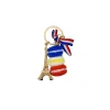 Sparkling Eiffel Tower souvenir keyring with decorative rose gemstones