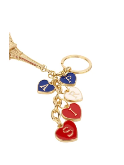 Golden-Eiffel-tower-keyring-with-Paris-Heart-charm-Roneljake