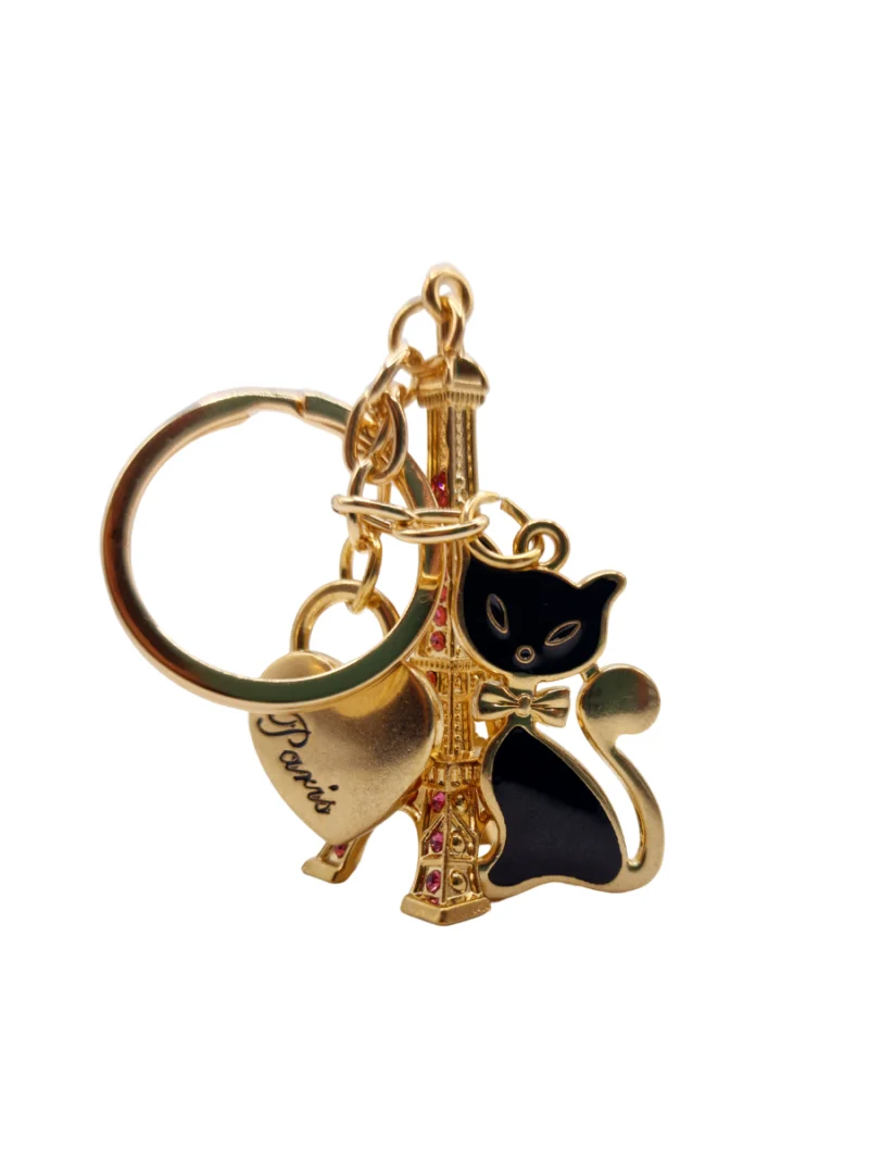 Elegant Chat Noir Eiffel Tower Keyring - Image 6