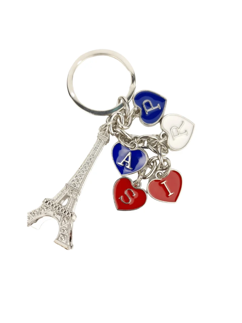 Silver-Love-Keyring-with-Eiffel-Tower-and-Paris-Heart-charm-Roneljake
