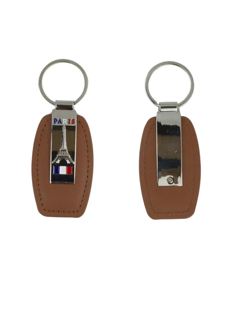 Brown-Leather-Paris-souvenir-keyring-Roneljake