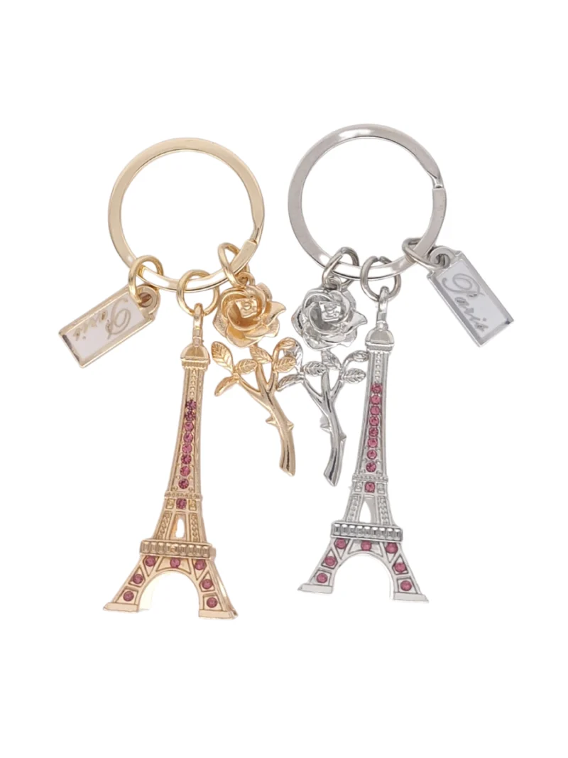 Eiffel-Tower-and-Rose-Charm-Keyring-Roneljake