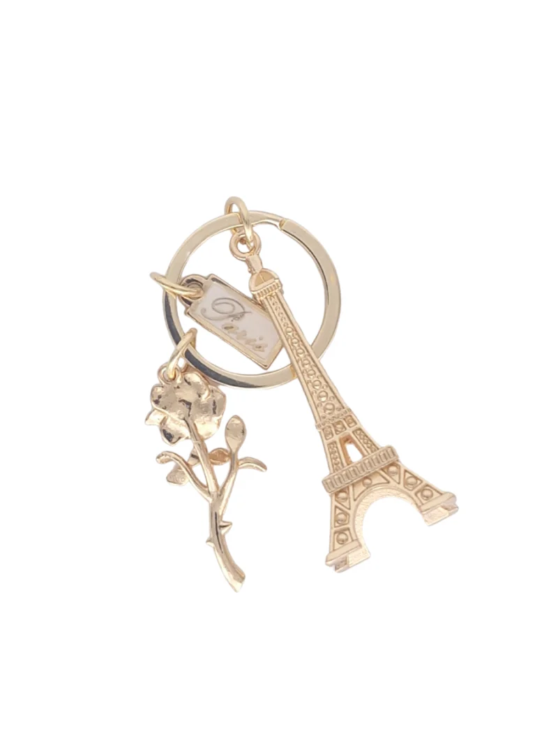Gold-Eiffel-Tower-Keychain-with-Rose-flower-Charm-Roneljake