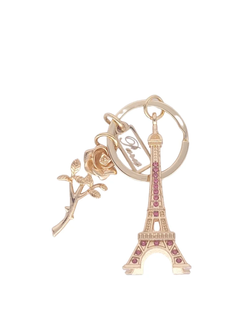 Gold-Eiffel-Tower-and-Rose-Charm-Keyring-Roneljake