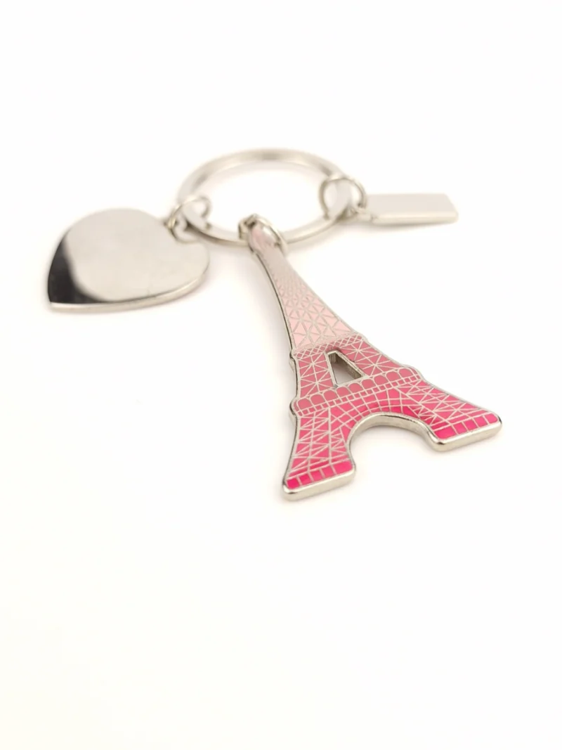 Heart-charmed-pink-Eiffel-Tower-keychain-Roneljake