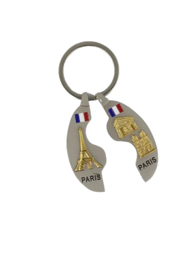 Paris-Landmark-Split-Keychain-Eiffel-tower-and-Arc-de-Triomphe-Roneljake