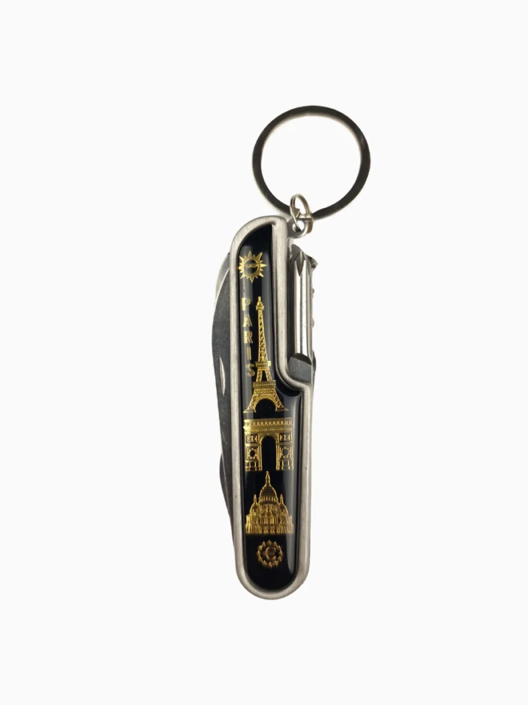 Paris Themed Pocket Knife Keychain