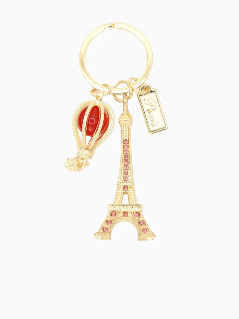 Gold-Paris-Eiffel-Tower-Keychain-with-Red-Air-Balloon-Roneljake