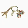 Paris Eiffel Tower Bicycle Keychain French Souvenir Gift