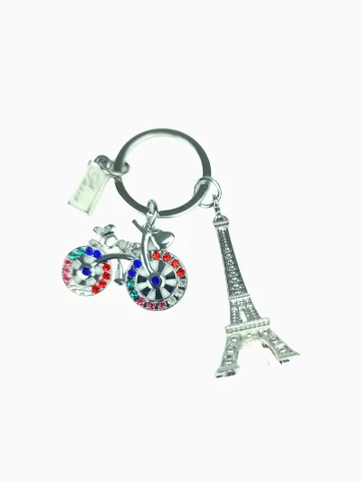 Vintage Paris Eiffel Tower Bicycle Keychain for Women