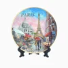 Paris souvenir decorative ceramic plate with iconic Paris monuments