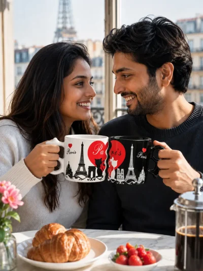 Paris Lovers Mug Set with Iconic Paris Landmarks