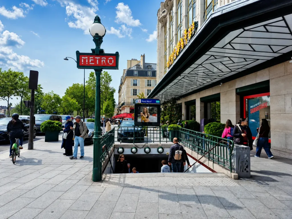 Pont Neuf metro station entrance in Paris near La Caverne du Pont Neuf visitor route