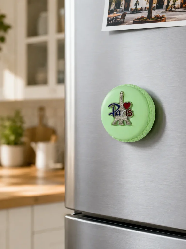 Green-Paris-macaron-refrigerator-magnet-with-Eiffel-Tower_Roneljake