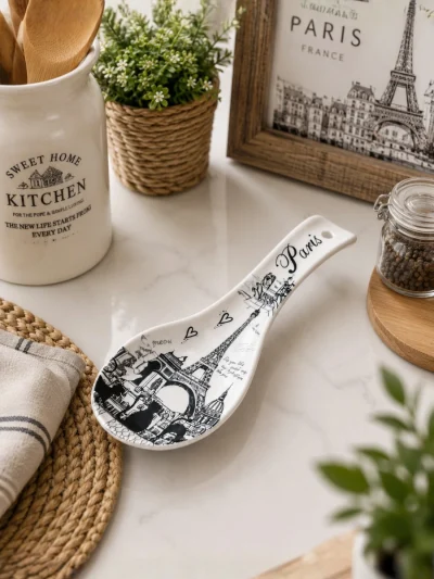 Eiffel Tower porcelain kitchen spoon rest