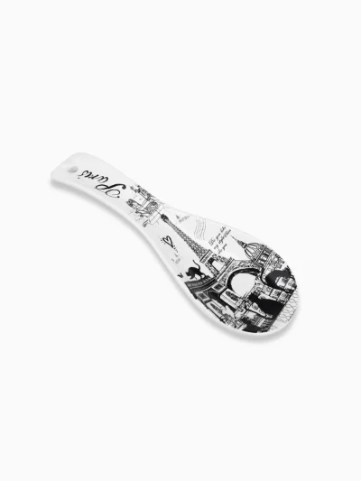 Paris kitchen decor featuring an Eiffel Tower porcelain spoon rest