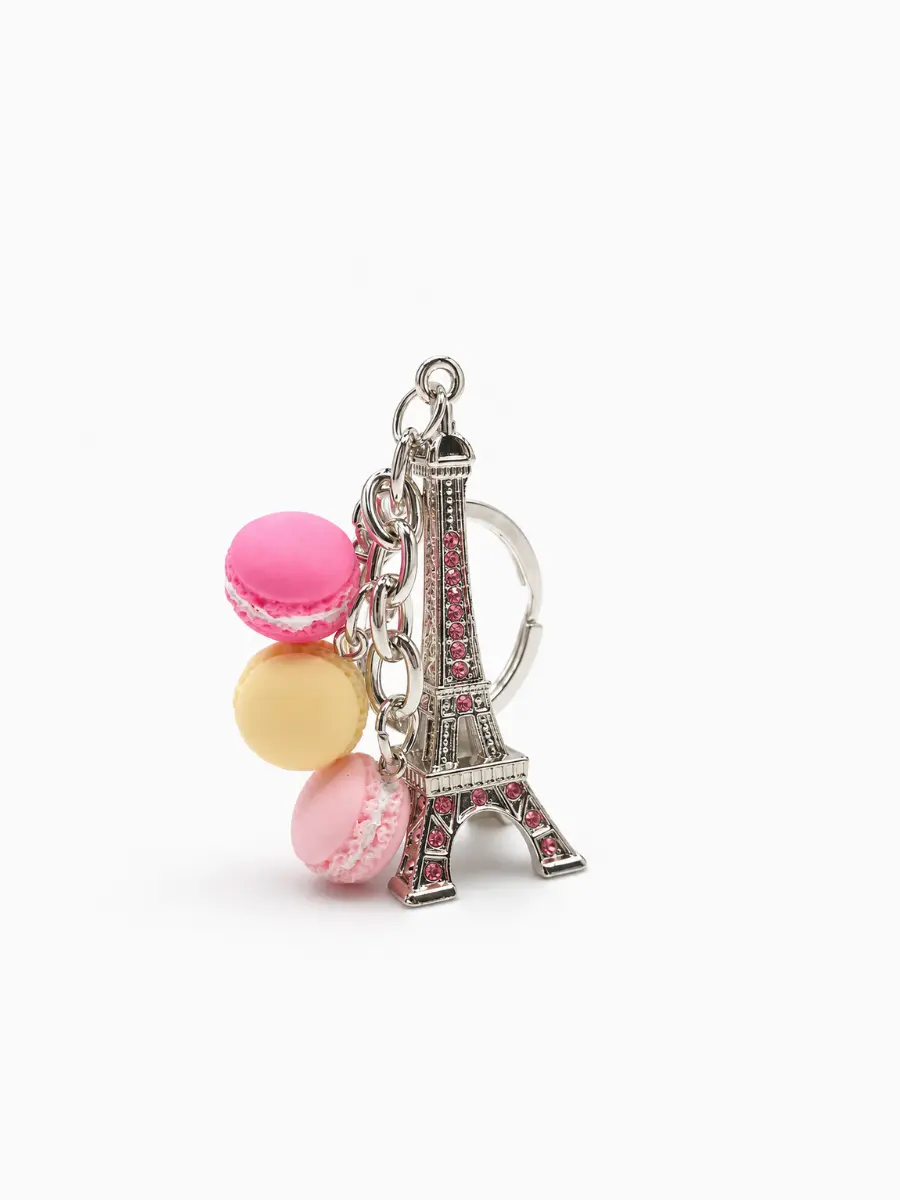 Silver-Eiffel-Tower-with-Mini-Macarons-Keyring-Roneljake
