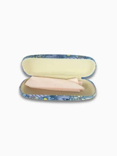 Paris eyeglass case with soft velvet interior and hard shell exterior